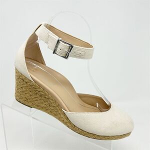Vionic Women's White Ankle Strap Espadrille Wedge Sandals Size 9 Summer Boho